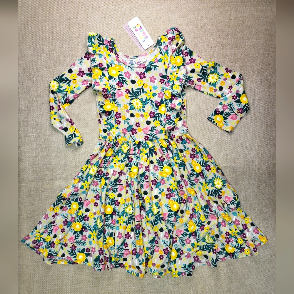 Dot Dot Smile DDS Ruffle Sleeve floral print dress Girls Size 8/10 NWT